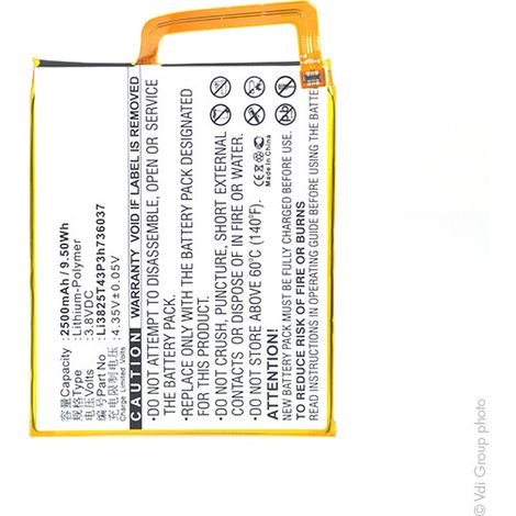 NX - Batterie téléphone, smartphone, GSM pour ZTE 3.8V 2500mAh - LI3825T43P3H736037 (1/3)