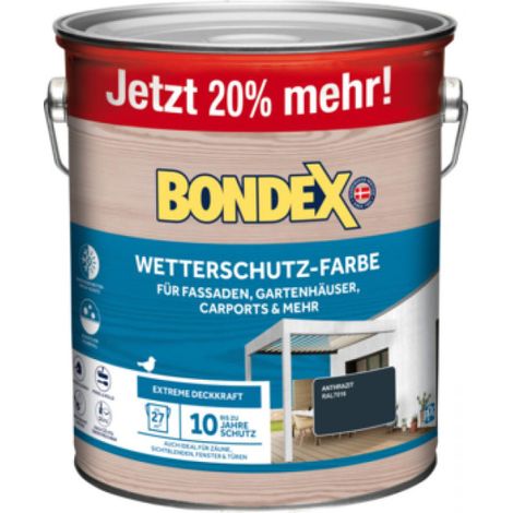 Bondex – Peinture extérieure multi-supports anthracite (RAL7016) 3L – Finition satinée résistante aux intempéries – Pour surfaces bois et métal (1/2)
