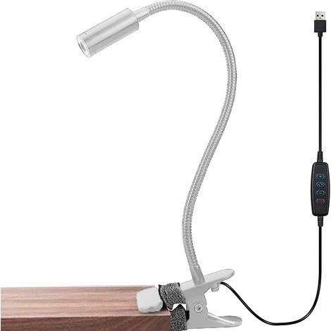 Lampe de Lecture à Pince - Bras Flexible 360° - Commande Tactile - 3 Niveaux de Luminosité - Alimentation USB - Pour Bureau Lit Tête de Lit - 1 Pièce (1/5)