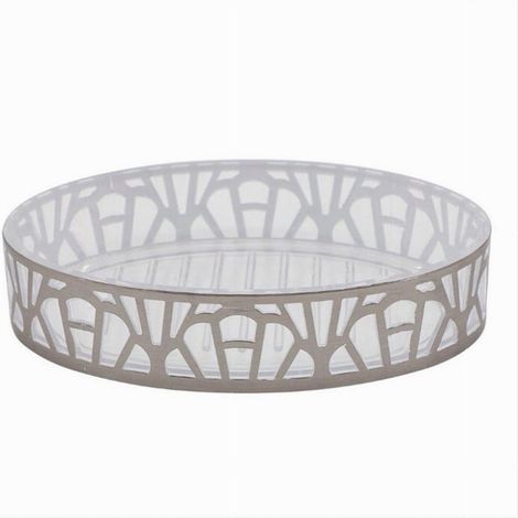 Cleafe - Piattino Porta Sapone Saponetta Accessorio Bagno Argento Stile Contemporaneo 59102 - (1/3)