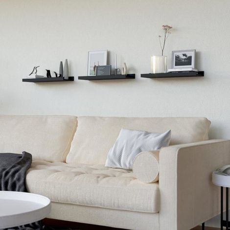 Etagere Murale Flottante - Bois Composite - 40,6 cm x 12,9 cm - Rebord Anti-chute - Pour Salon Chambre Cuisine - Lot De 3 (1/5)