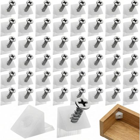 200 Pièces Cales Renfort Tiroir, Connecteur Fond de Tiroir en Plastique, Cales de Réparation avec Vis pour Armoires, Tiroirs (1/5)