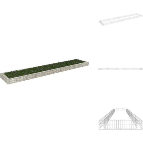 Lit surélevé à gabion Acier galvanisé 500x100x20 cm - Jardiniere Metallique - Bac Plante Exterieur - Border Fleuri - Gabion Jardin - Pot De Fleurs Design (1/5)