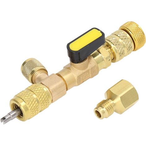 Extracteur et poseur de noyaux de valve 1/4" et 5/16" en laiton pour gaz réfrigérants R22, R12, R407c, R410A, R404A (1/5)