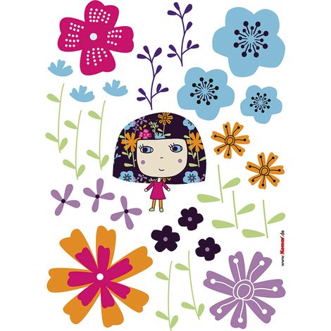 Komar Wandaufkleber - Flowerine - 70 x 50 cm - selbstklebender Wandsticker - für Kinderzimmer (1/2)