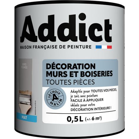 Pittura per muri e legno opaca ADDICT 0,5 litri grigio fumo