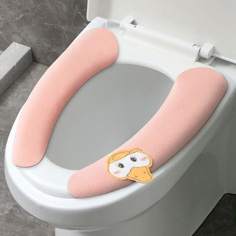 Couvre-Abattant De Toilette Rembourré - Fibres Extensibles - Pour Abattants Ronds Et Rectangulaires - Lavable En Machine - 1 Pièce (1/4)