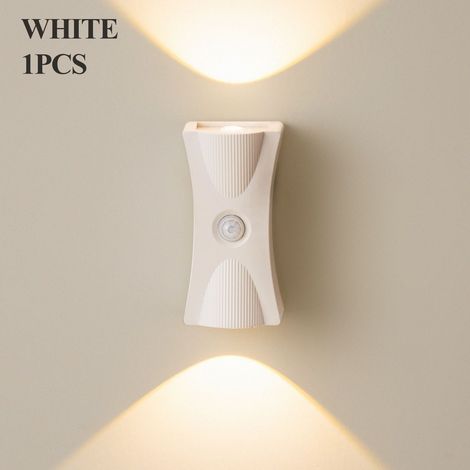 Wiederaufladbares magnetisches LED-Nachtlicht mit Bewegungsmelder, Stimmungslicht fürs Schlafzimmer, Wandleuchte fürs Treppenhaus, Ambientebeleuchtung für Terrasse und Garten, weiß.