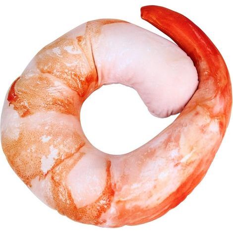 Oreiller de cou créatif en forme de U avec des crevettes, accessoire de sommeil en forme de crevettes (1/5)