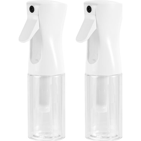 Lot de 2 flacons pulvérisateurs transparents (200 ml) à brumisation continue Vaporisateur en PET réutilisable, étanche à 360° et ergonomique pour salon de coiffure, visage, nettoyage et soins