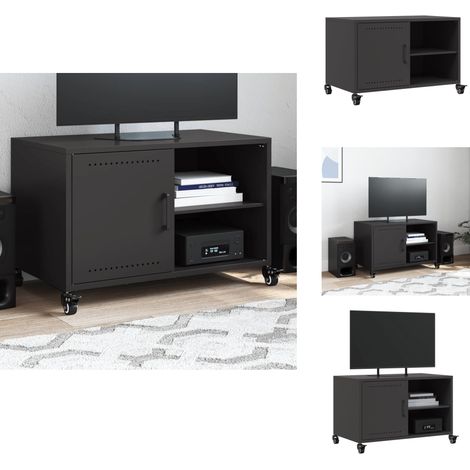 Meuble TV noir 68x39x43,5 cm acier - Meuble TV - Meubles TV - Support TV - Unité TV (1/5)