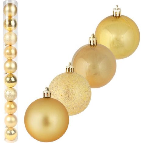 Palline di Natale in plastica dorata da 6 cm - Set da 10 (1/5)