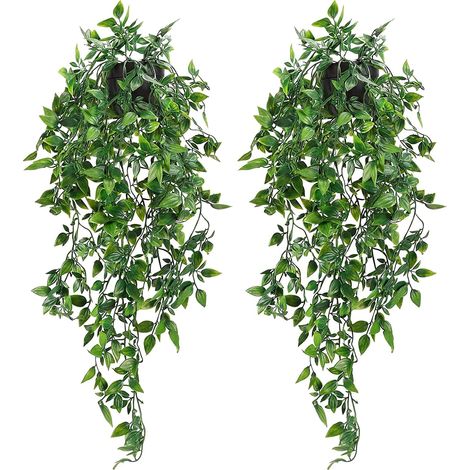 Plante Suspendue Artificielle - 25,6 Pouces - En Plastique Imperméable - Pour Décoration Intérieure Bureau Salon Chambre - Lot de 2 (1/5)