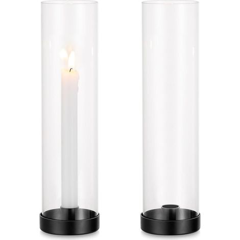 Kerzenständer Kerzenhalter Stabkerze Glaszylinder Schwarz 2PC Schwarz (1/5)