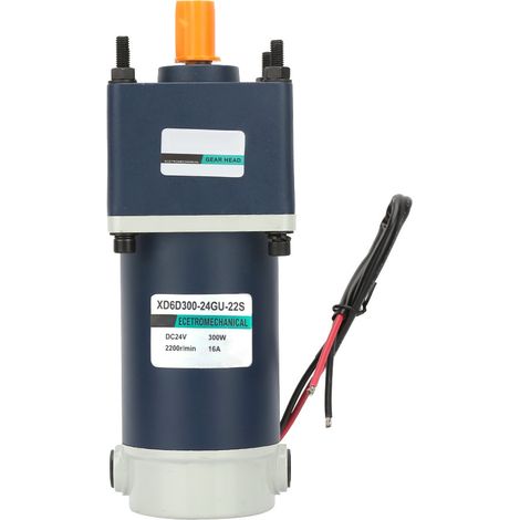 Moteur électrique 24V 300W à engrenages métalliques, réducteur à aimant permanent haute torsion, arbre 15mm, 300 tr/min, usage industriel (1/5)