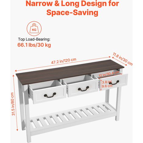 Console d’Entrée 120 cm - Table Console de Style Campagnard (1/5)