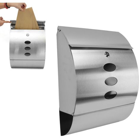 Boîte aux lettres murale en stainless steel 201 haute résistance waterproof grande capacité avec 4 ancrages 2 clés design minimaliste moderne (1/5)