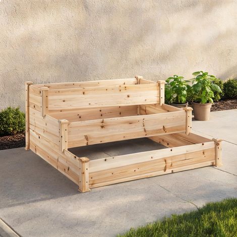 Carre d'herbes 3 niveaux en bois massif pour balcon et jardin (1/5)