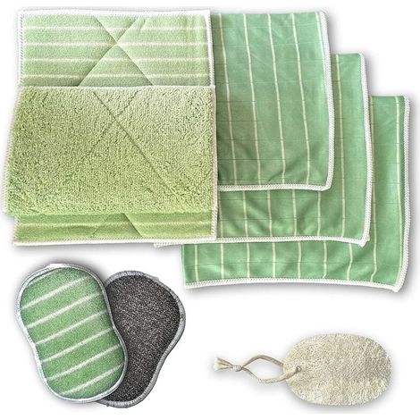 Chiffon Microfibre Bambou - 8 Pièces - Pour Vitres Plan De Travail Plaque Induction Vaisselle Voiture - Lot Complet (1/5)