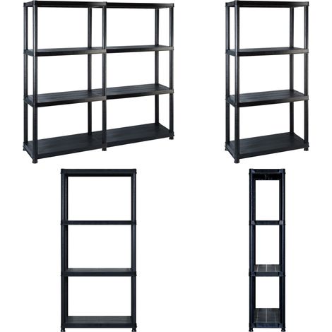Étagère de rangement à 4 niveaux Noir 122x30,5x130 cm Plastique - Étagère De Rangement - Étagère Industrielle - Meuble De Rangement - Stockage Vertical - Organisation Maison - Home & Living (1/5)