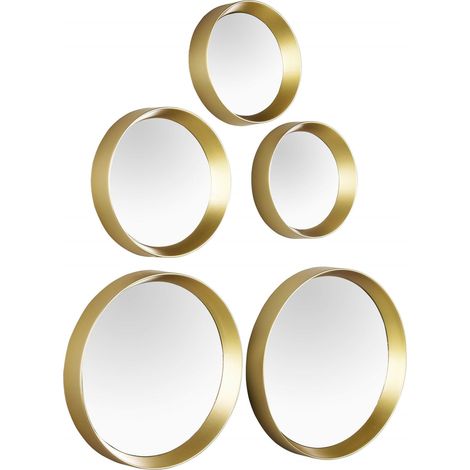 Miroir déco design, 5 Miroirs Lia ronds design Or en Verre, BOITE A DESIGN