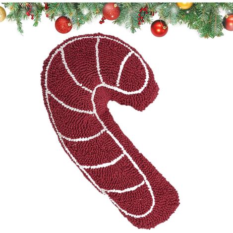 Coussin décoratif de Noël – Doux et mignon, idéal pour les fêtes d'hiver – Broderie motif sucre d'orge – Finitions soignées (1/5)