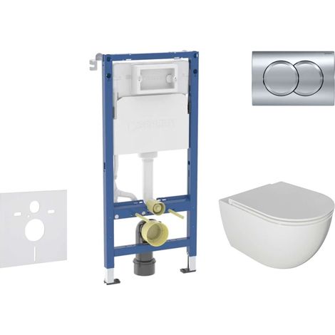 Geberit Duofix - Set Vorwandelement, WC Oudee mit Softclose-Sitz und Delta01-Betätigungsplatte, chrom glänzend SANI11CA1124B (1/5)