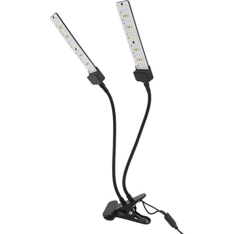Lampes horticoles à double tête, spectre complet, à pince, protection solaire, pour la culture de légumes d'intérieur, avec minuterie, prise UE 100-240 V (1/5)