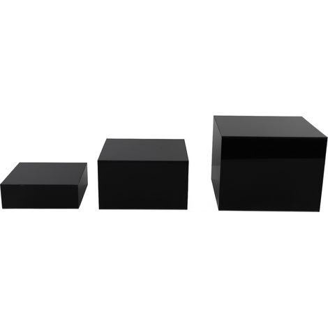 Set 3 Vassoi Espositivi Cubici in Acrilico Nero, Design Impilabile Elegante e Robusto per Buffet, Dessert e Vetrine Professionali (1/5)