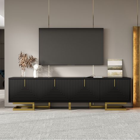 TV Schrank Lowboard Aufbewahrung 160 cm Schwarz OKMYHOME (1/5)