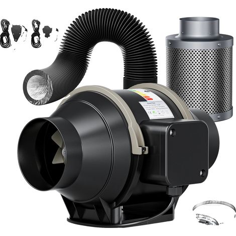 Ventilador de conducto, control de velocidad ajustable, filtro de carbón premium, 100 mm (1/2)