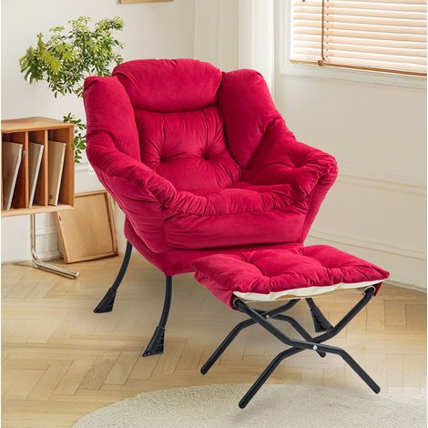 Poltrona relax in metallo rosso mattone, portata 90,7 kg, montaggio rapido senza attrezzi,75x80x85 cm (1/5)