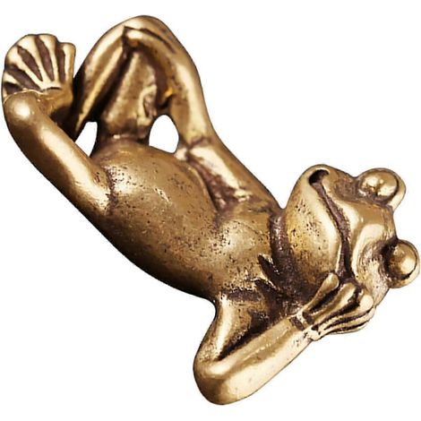 Ornement en laiton représentant une grenouille, 1 petite statue dorée OS (1/5)