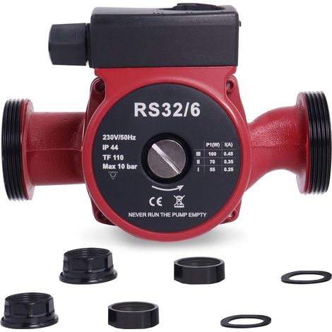 Pompe de Circulation RS32-60/180 mm Pompe de Chauffage avec Hauteur de Refoulement Jusqu’à 6 m, pour Installations de Chauffage et Chauffe-Eau Solaires (1/5)