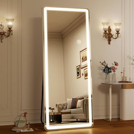 Koonmi Miroir Pleine Longueur LED – 60 x 165 cm – Commande Tactile – Rectangulaire (1/4)