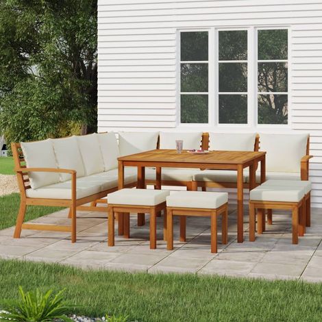 Ensemble à manger de jardin avec coussins 11 pcs-Salon de jardin bois d'acacia 476550 (1/5)