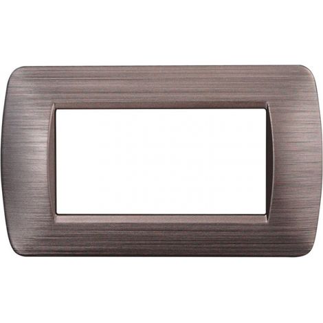 Placca serie Space, 4 moduli, plastica satinata, bronzo, compatibile con serie BTicino Living - Ettroit LN85410