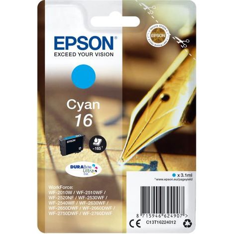 Cartouche d'encre 16 Cyan - EPSON - WorkForce WF-2510WF - Jet d'encre - Epson DURABrite Ultra (1/3)