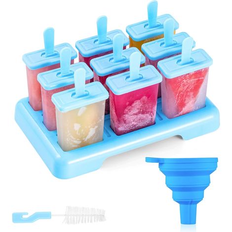 Moules à glace sur bâtonnet, lot de 9 pièces, pour réaliser des sorbets et des glaces maison. (1/3)