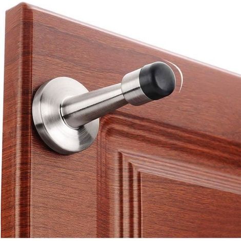 Butée De Porte - Acier Inoxydable - Adhésive Murale - Pour Protection Murs Et Portes - 3 Pièces (1/4)