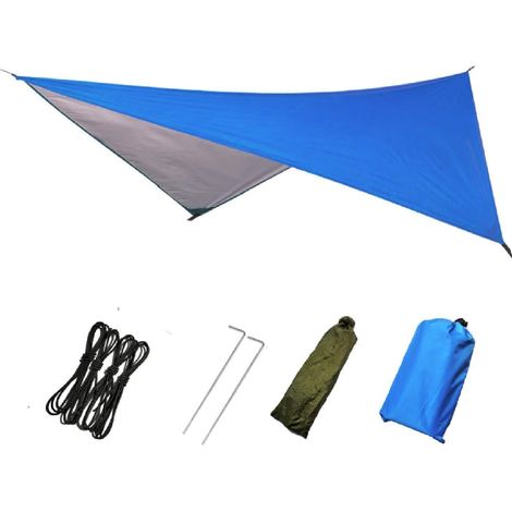 Camping bache pluie mouche, tente imperméable empreinte abri auvent parasol tissu pique-nique tapis (1/5)