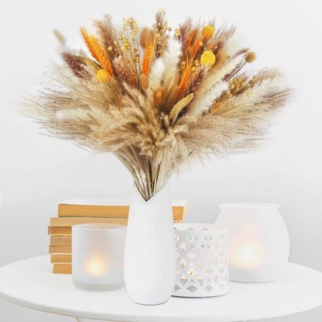 Décoration de Pampa séchée, 100 pièces de fleurs séchées naturelles 40-44 cm, bouquets de fleurs séchées naturelles (1/5)