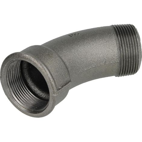 Raccord en fonte malléable noir coude 45° 1 1/2'' FF/FM