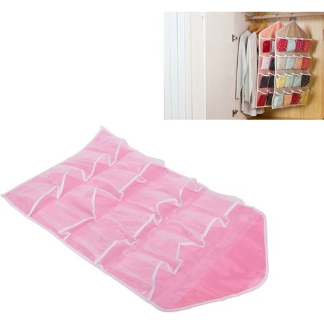 Organisateur mural à accrocher, rangement porte avec pochettes en polyester pour chambre et salon - Rose