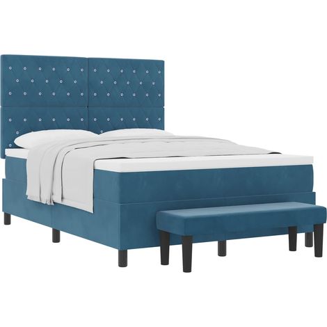 Maison Exclusive - Letto a molle con testiera Blu scuro 190 x 140 cm Velluto