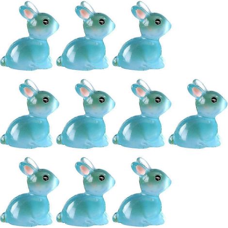Figurines miniatures en résine, lapins de Pâques lumineux, décoration pour balcon ou terrasse-Blue
