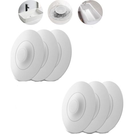 Bouchon de baignoire universel, bouchon d'évier avec filtre à cheveux, filtre de vidange en silicone, blanc, 6 pièces (1/5)