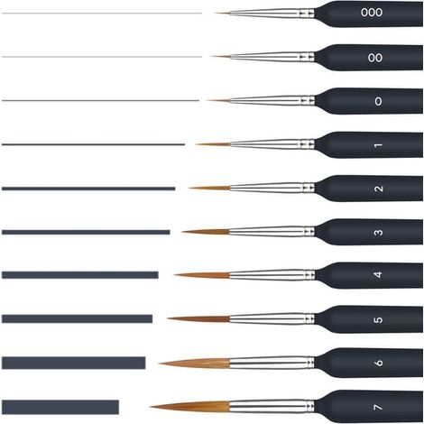 Ensemble de 10 pinceaux fins pour aquarelle/acrylique, idéaux pour le modelage artistique de miniatures, maquettes, nail art, maquillage et peinture à l'huile. (1/5)