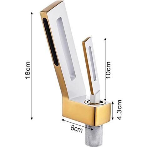 Robinet mitigeur cascade en cuivre pour lavabo, mitigeur eau chaude/eau froide, monotrou, salle de bain moderne (1/2)
