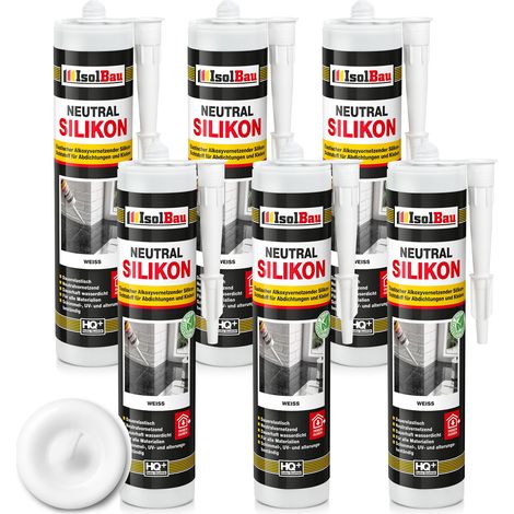 Neutralsilikon Naturstein Silikon Marmor Granit Sanitär Inn/Auß 6 x 300ml Weiss (1/5)